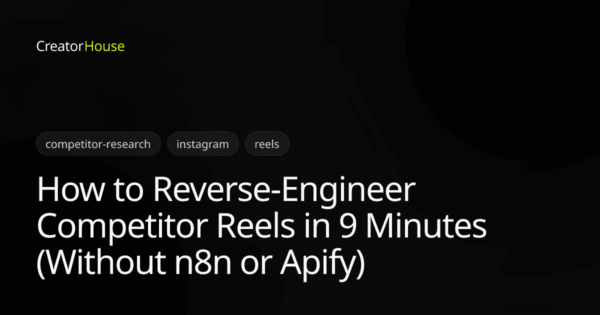 How to Reverse-Engineer Competitor Reels in 9 Minutes (Without n8n or Apify)