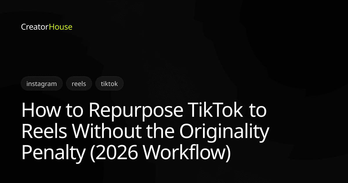 How to Repurpose TikTok to Reels Without the Originality Penalty (2026 Workflow)