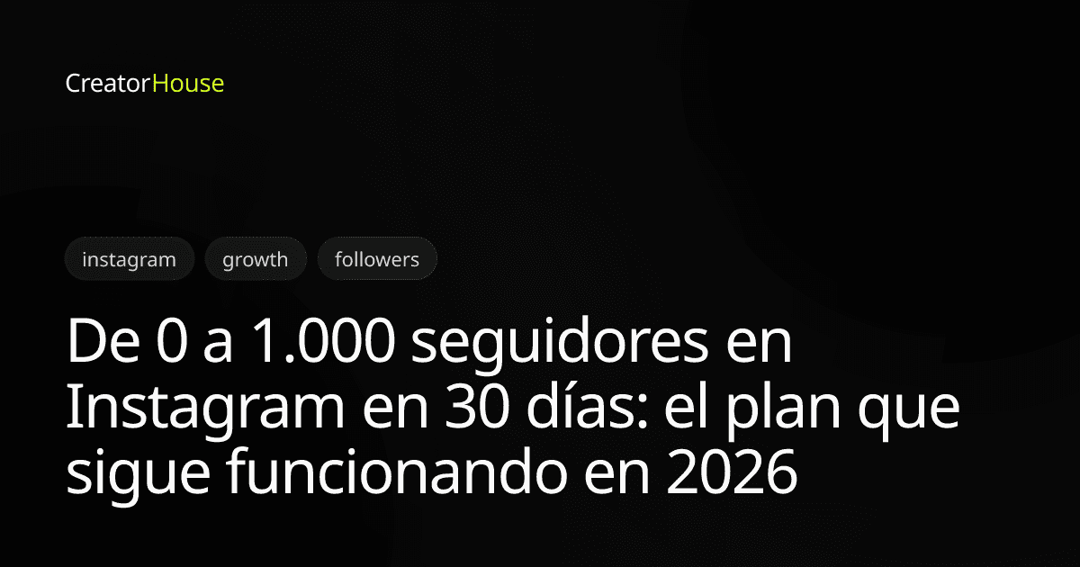 De 0 a 1.000 seguidores en Instagram en 30 días: el plan que sigue funcionando en 2026
