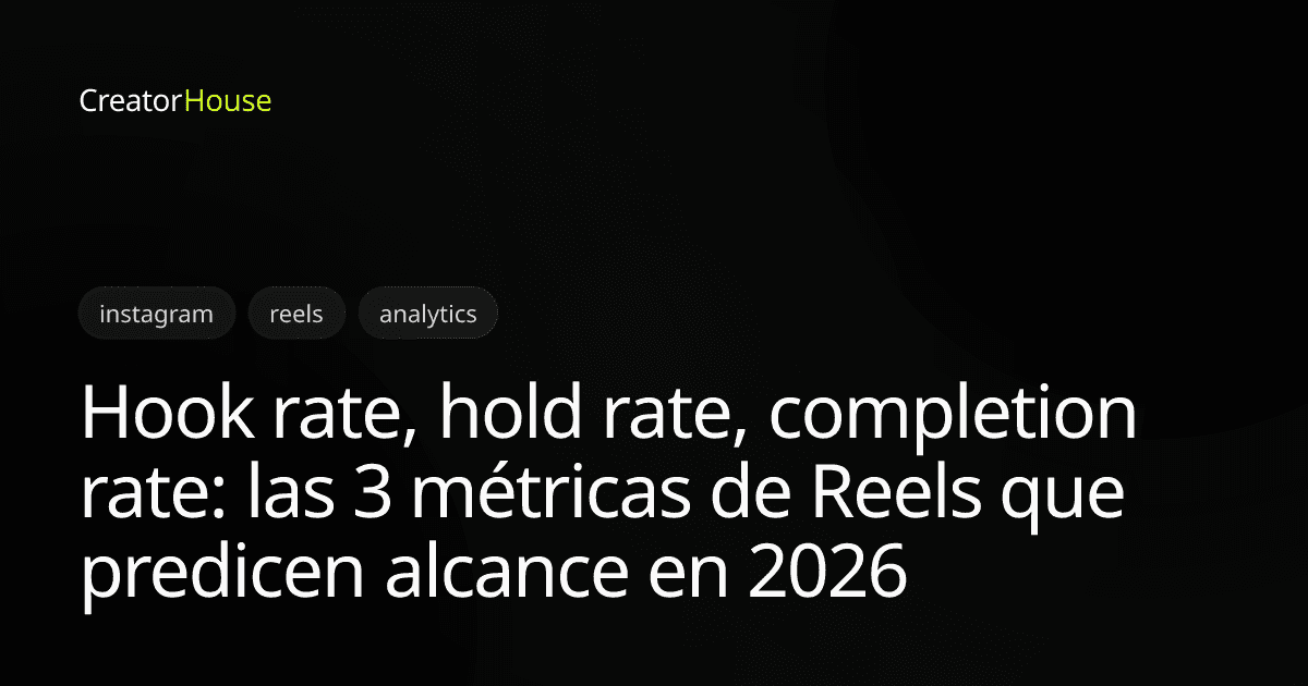 Hook rate, hold rate, completion rate: las 3 métricas de Reels que predicen alcance en 2026