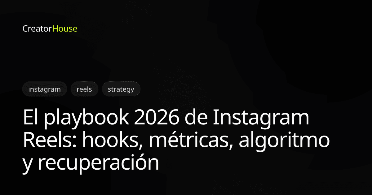 El playbook 2026 de Instagram Reels: hooks, métricas, algoritmo y recuperación