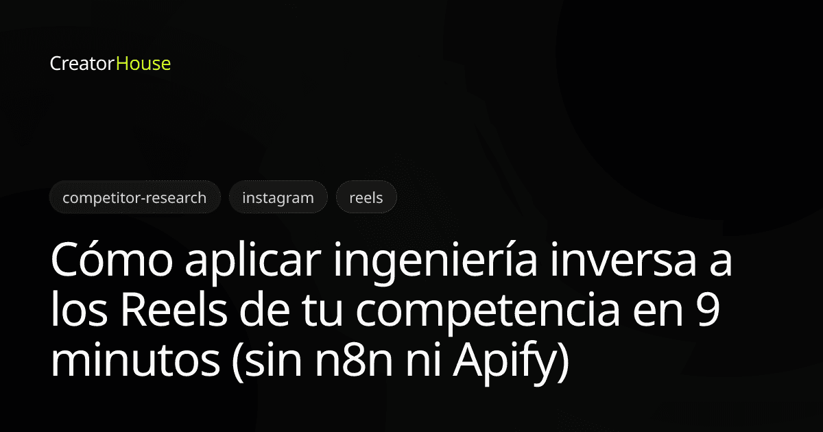 Cómo aplicar ingeniería inversa a los Reels de tu competencia en 9 minutos (sin n8n ni Apify)