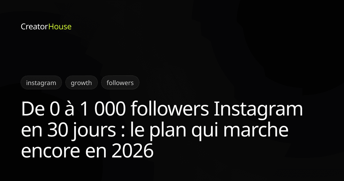 De 0 à 1 000 followers Instagram en 30 jours : le plan qui marche encore en 2026