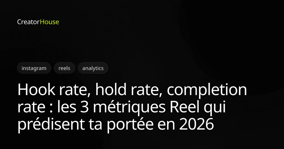 Hook rate, hold rate, completion rate : les 3 métriques Reel qui prédisent ta portée en 2026