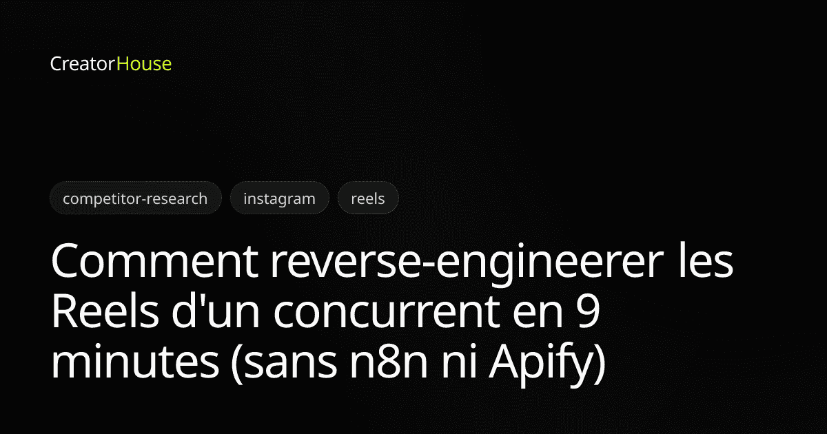 Comment reverse-engineerer les Reels d'un concurrent en 9 minutes (sans n8n ni Apify)