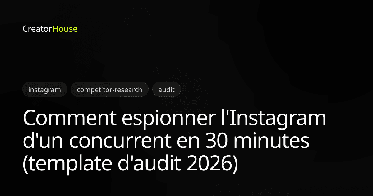Comment espionner l'Instagram d'un concurrent en 30 minutes (template d'audit 2026)