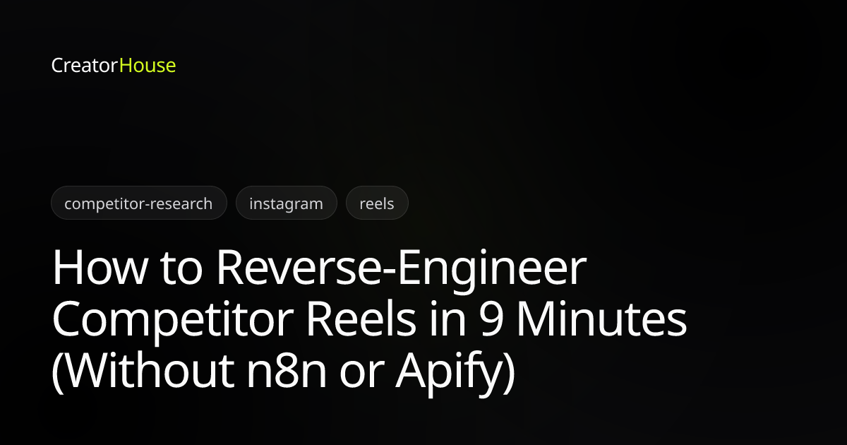 How to Reverse-Engineer Competitor Reels in 9 Minutes (Without n8n or ...